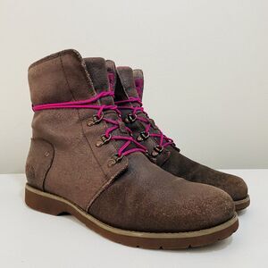 The North Face TNF Ballard Women's Lace-Up Leather Dark Brown Winter Boots Sz 9